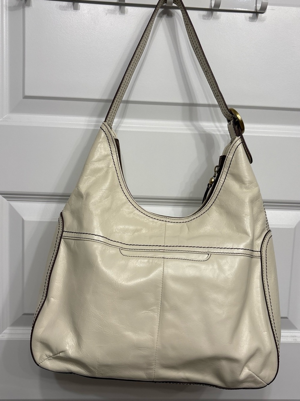 Hobo Cream Leather Hobo Shoulder Bag winter white - Picture 2 of 8